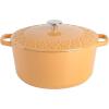 imageSpice by Tia Mowry Savory Saffron 6Qt Cast Iron Dutch Oven wEmbossed Lid  Aqua Blue 6QuartHoney Gold