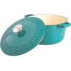 imageSpice by Tia Mowry Savory Saffron 6Qt Cast Iron Dutch Oven wEmbossed Lid  Aqua Blue 6QuartTeal