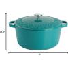 imageSpice by Tia Mowry Savory Saffron 6Qt Cast Iron Dutch Oven wEmbossed Lid  Aqua Blue 6QuartTeal