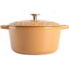 imageSpice by Tia Mowry Savory Saffron 6Qt Cast Iron Dutch Oven wEmbossed Lid  Aqua Blue 6QuartHoney Gold