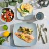 imageGibson Soho Lounge Square Reactive Glaze Stoneware Dinnerware Set Service for 4 16pc BlueWhiteAqua Blue