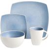 imageGibson Soho Lounge Square Reactive Glaze Stoneware Dinnerware Set Service for 4 16pc BlueWhiteAqua Blue