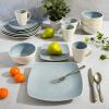 imageGibson Soho Lounge Square Reactive Glaze Stoneware Dinnerware Set Service for 4 16pc BlueWhiteAqua Blue