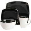 imageGibson Soho Lounge Square Reactive Glaze Stoneware Dinnerware Set Service for 4 16pc BlueWhiteBlackWhite