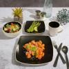 imageGibson Soho Lounge Square Reactive Glaze Stoneware Dinnerware Set Service for 4 16pc BlueWhiteBlackWhite