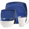 imageGibson Soho Lounge Square Reactive Glaze Stoneware Dinnerware Set Service for 4 16pc BlueWhiteBlueWhite