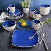 imageGibson Soho Lounge Square Reactive Glaze Stoneware Dinnerware Set Service for 4 16pc BlueWhiteBlueWhite