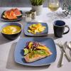 imageGibson Soho Lounge Square Reactive Glaze Stoneware Dinnerware Set Service for 4 16pc BlueWhiteMatte Blue