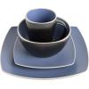 imageGibson Soho Lounge Square Reactive Glaze Stoneware Dinnerware Set Service for 4 16pc BlueWhiteMatte Blue