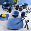imageGibson Soho Lounge Square Reactive Glaze Stoneware Dinnerware Set Service for 4 16pc BlueWhiteMatte Blue