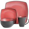 imageGibson Soho Lounge Square Reactive Glaze Stoneware Dinnerware Set Service for 4 16pc BlueWhiteMatte Red