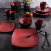 imageGibson Soho Lounge Square Reactive Glaze Stoneware Dinnerware Set Service for 4 16pc BlueWhiteMatte Red