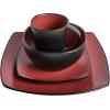 imageGibson Soho Lounge Square Reactive Glaze Stoneware Dinnerware Set Service for 4 16pc BlueWhiteMatte Red