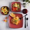imageGibson Soho Lounge Square Reactive Glaze Stoneware Dinnerware Set Service for 4 16pc BlueWhiteMatte Red