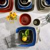 imageGibson Soho Lounge Square Reactive Glaze Stoneware Dinnerware Set Service for 4 16pc BlueWhiteRedWhite