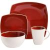 imageGibson Soho Lounge Square Reactive Glaze Stoneware Dinnerware Set Service for 4 16pc BlueWhiteRedWhite