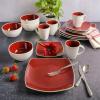 imageGibson Soho Lounge Square Reactive Glaze Stoneware Dinnerware Set Service for 4 16pc BlueWhiteRedWhite