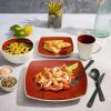 imageGibson Soho Lounge Square Reactive Glaze Stoneware Dinnerware Set Service for 4 16pc BlueWhiteRedWhite