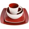 imageGibson Soho Lounge Square Reactive Glaze Stoneware Dinnerware Set Service for 4 16pc BlueWhiteRedWhite