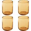imageSayulita Spring 4 Piece Hand Made 16 OZ Amber Colored Glass Double Old Fashioned Set wFour Coasters