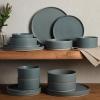 imageGibson Elite Sunveil 16 Piece Service for 4 Plates and Bowls Reactive Glaze Round Dishes Stoneware Ceramic Dinnerware Set BlueBlue