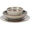 imageGibson Elite Sunveil 16 Piece Service for 4 Plates and Bowls Reactive Glaze Round Dishes Stoneware Ceramic Dinnerware Set BlueGray