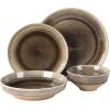 imageGibson Elite Sunveil 16 Piece Service for 4 Plates and Bowls Reactive Glaze Round Dishes Stoneware Ceramic Dinnerware Set BlueHailstone Black
