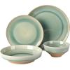imageGibson Elite Sunveil 16 Piece Service for 4 Plates and Bowls Reactive Glaze Round Dishes Stoneware Ceramic Dinnerware Set BlueHailstone Moon Blue