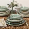 imageGibson Elite Sunveil 16 Piece Service for 4 Plates and Bowls Reactive Glaze Round Dishes Stoneware Ceramic Dinnerware Set BlueHailstone Moon Blue