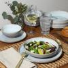 imageGibson Elite Sunveil 16 Piece Service for 4 Plates and Bowls Reactive Glaze Round Dishes Stoneware Ceramic Dinnerware Set BlueHailstone Tropical Green