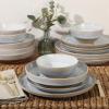 imageGibson Elite Sunveil 16 Piece Service for 4 Plates and Bowls Reactive Glaze Round Dishes Stoneware Ceramic Dinnerware Set BlueHailstone Tropical Green