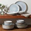 imageGibson Elite Sunveil 16 Piece Service for 4 Plates and Bowls Reactive Glaze Round Dishes Stoneware Ceramic Dinnerware Set BlueHailstone Tropical Green