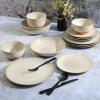 imageGibson Elite Sunveil 16 Piece Service for 4 Plates and Bowls Reactive Glaze Round Dishes Stoneware Ceramic Dinnerware Set BlueSand Cream
