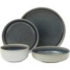 imageGibson Elite Sunveil 16 Piece Service for 4 Plates and Bowls Reactive Glaze Round Dishes Stoneware Ceramic Dinnerware Set BlueSunveil Blue