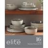 imageGibson Elite Sunveil 16 Piece Service for 4 Plates and Bowls Reactive Glaze Round Dishes Stoneware Ceramic Dinnerware Set BlueSunveil Taupe