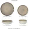 imageGibson Elite Sunveil 16 Piece Service for 4 Plates and Bowls Reactive Glaze Round Dishes Stoneware Ceramic Dinnerware Set BlueSunveil Taupe