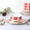 imageMartha Stewart Christmas Holiday Plates 16Piece Porcelain Chip and Scratch Resistant Dinnerware SetRedWhite Plaid