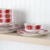 imageMartha Stewart Christmas Holiday Plates 16Piece Porcelain Chip and Scratch Resistant Dinnerware SetRedWhite Plaid