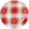 imageMartha Stewart Christmas Holiday Plates 16Piece Porcelain Chip and Scratch Resistant Dinnerware SetRedWhite Plaid