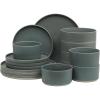 imageGibson Elite Sunveil 16 Piece Service for 4 Plates and Bowls Reactive Glaze Round Dishes Stoneware Ceramic Dinnerware Set BlueBlue