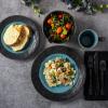 imageGibson Elite Dragonstone Round Reactive Glaze Stoneware Dinnerware Set Service for Four 16pcs Aqua