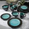 imageGibson Elite Dragonstone Round Reactive Glaze Stoneware Dinnerware Set Service for Four 16pcs Aqua