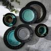 imageGibson Elite Dragonstone Round Reactive Glaze Stoneware Dinnerware Set Service for Four 16pcs Aqua