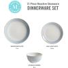 imageMartha Stewart Perry Street Stoneware Reactive Dinnerware Set  White wBlue Rim Service for 4 12pcs