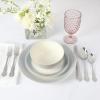 imageMartha Stewart Perry Street Stoneware Reactive Dinnerware Set  White wBlue Rim Service for 4 12pcs