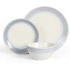 imageMartha Stewart Perry Street Stoneware Reactive Dinnerware Set  White wBlue Rim Service for 4 12pcs
