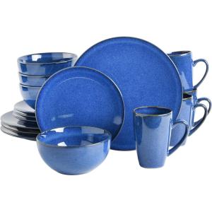 imageGibson Elite Lisbon Reactive Dinnerware Set Cobalt Blue Service for 4 16pcs