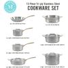 imageMARTHA STEWART Vintage 188 Triply Stainless Steel 12 Piece Cookware Set wGold HandlesStainless Steel w Gold Handles