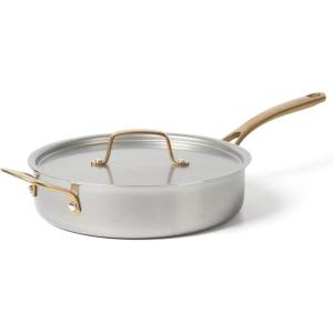 imageMARTHA STEWART Vintage 188 Triply Stainless Steel 12 Piece Cookware Set wGold HandlesStainless Steel w Gold Handles