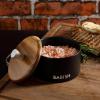 imageBabish Stoneware Salt Cellar wWood Lid  4quot X 35quot